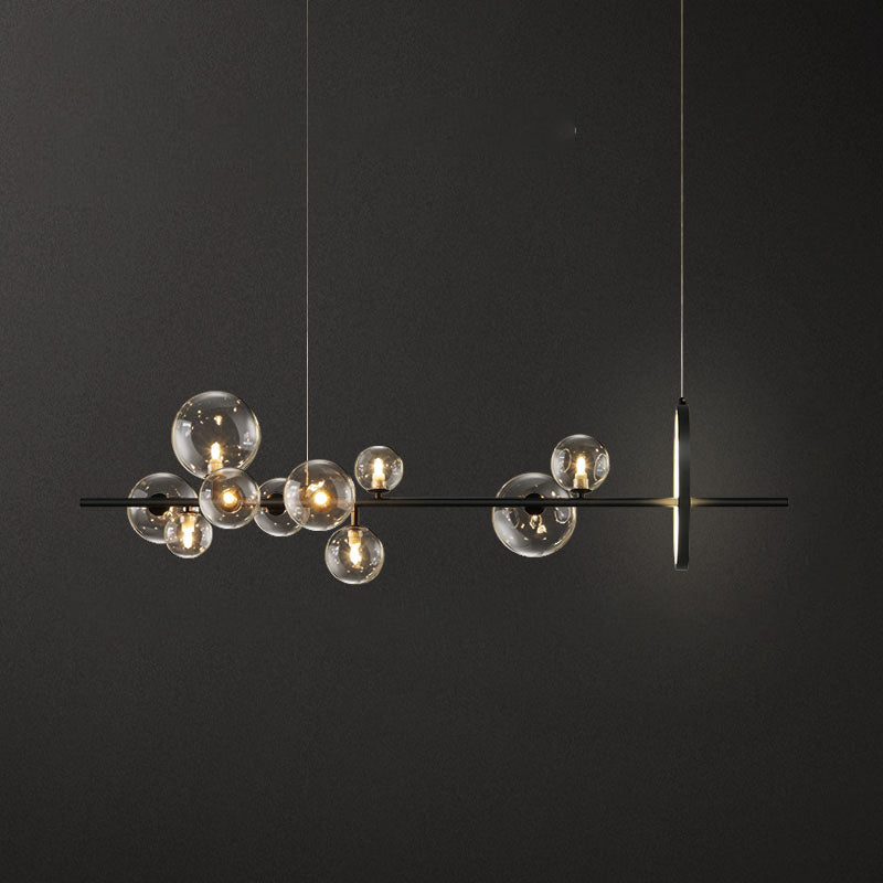 Luces de lámparas de la isla contemporánea Sphere Glass Island Lights en negro