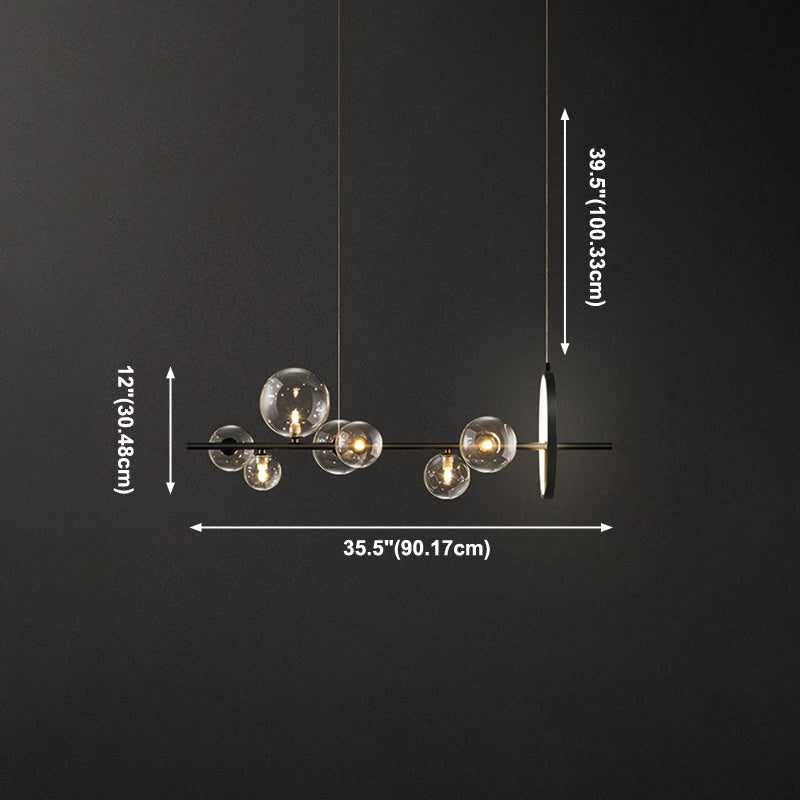 Luces de lámparas de la isla contemporánea Sphere Glass Island Lights en negro