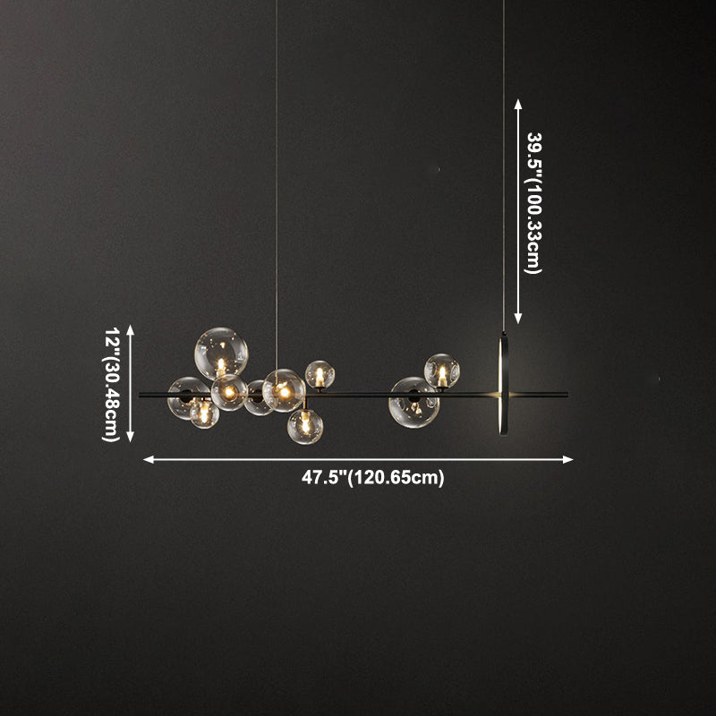Luces de lámparas de la isla contemporánea Sphere Glass Island Lights en negro