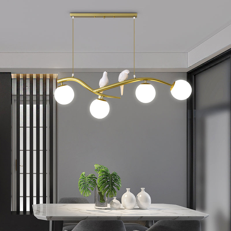 Contemporáneo de lámparas de la isla Sphere Glass 4 luces de la isla
