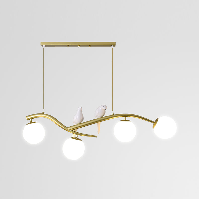 Contemporáneo de lámparas de la isla Sphere Glass 4 luces de la isla