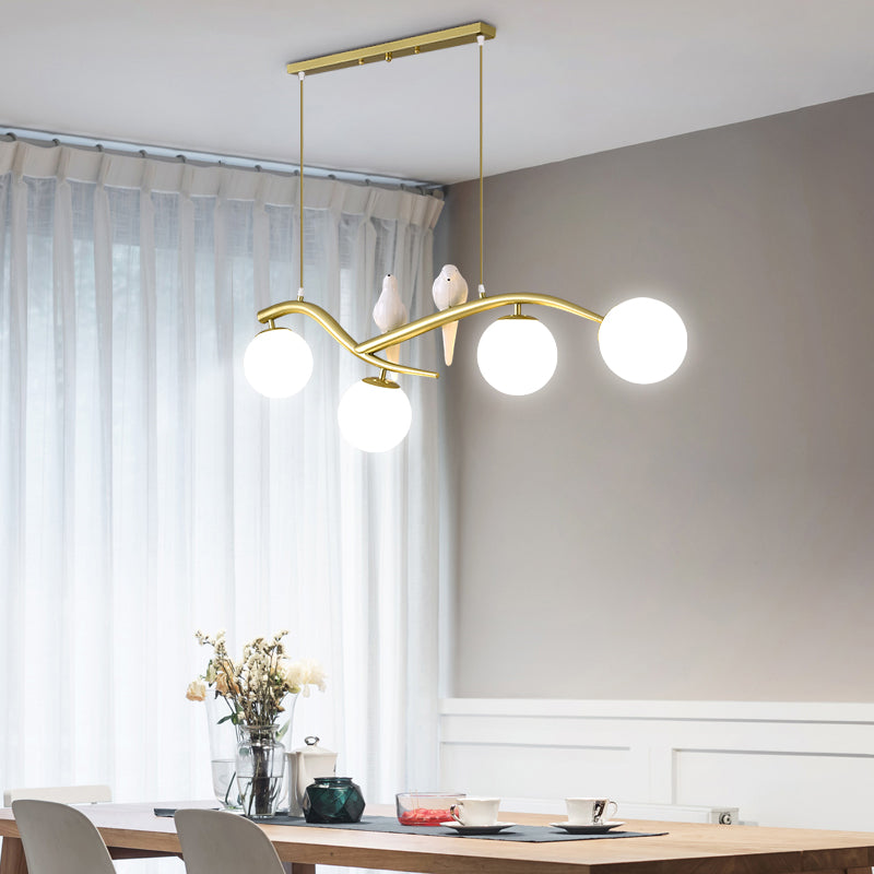 Contemporáneo de lámparas de la isla Sphere Glass 4 luces de la isla