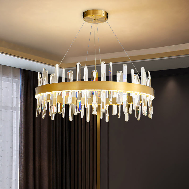 Modern Pendant Light Circle Crystal Single Light Island Lighting Idea For Dining Room
