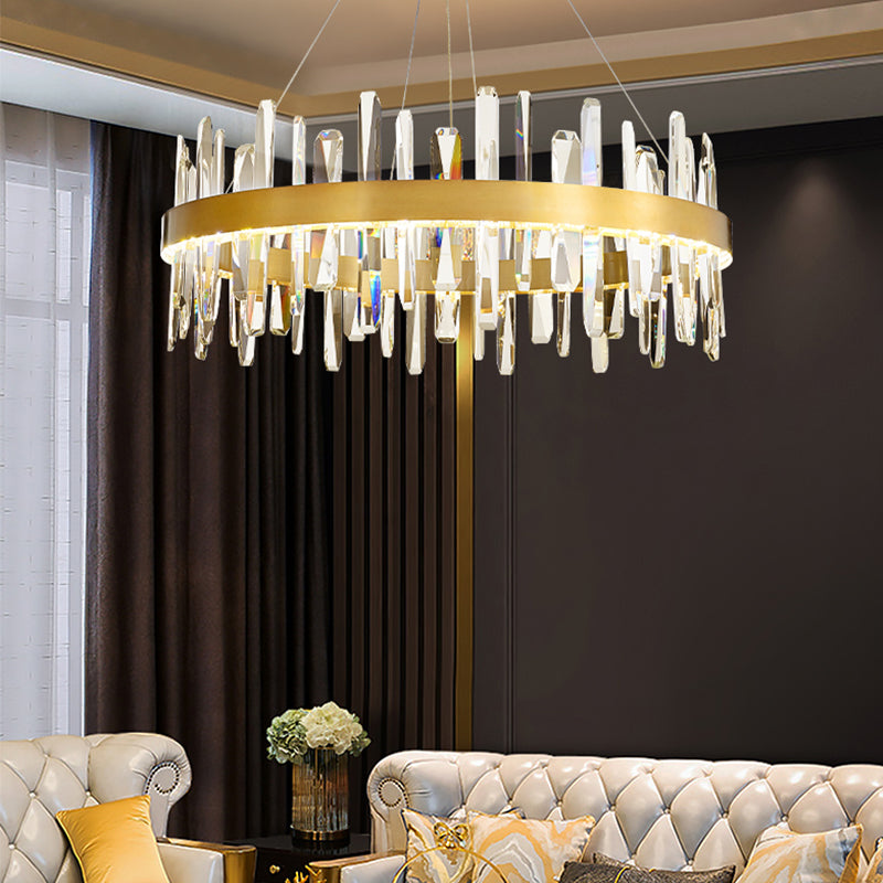 Modern Pendant Light Circle Crystal Single Light Island Lighting Idea For Dining Room
