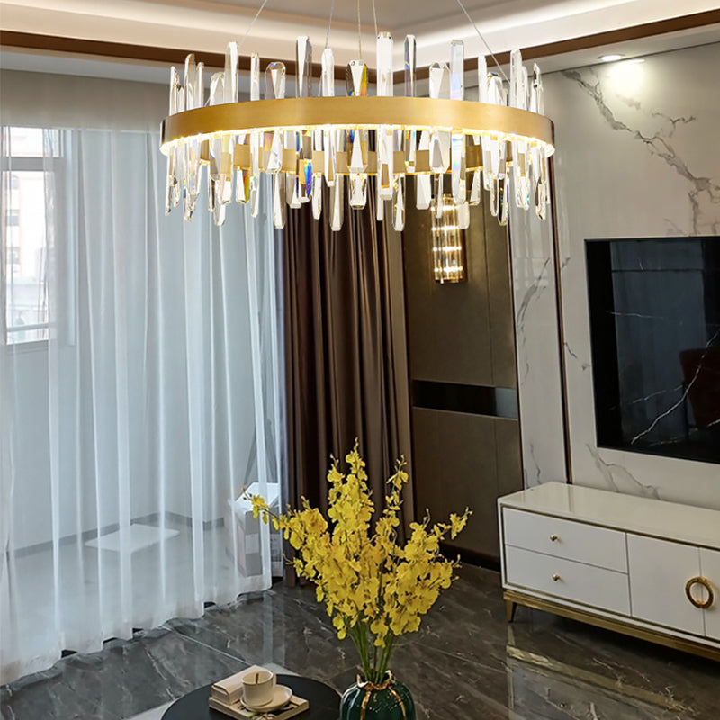 Modern Pendant Light Circle Crystal Single Light Island Lighting Idea For Dining Room