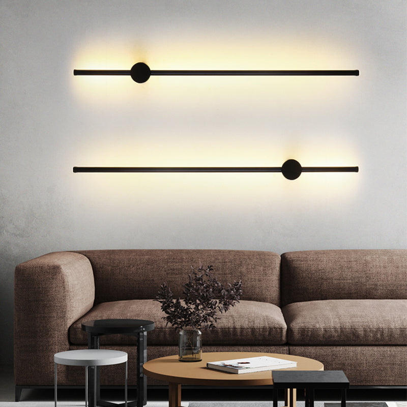 Lineare Form Metall Wandleuchter moderner Stil Einmals Wandmontage Licht in Schwarz
