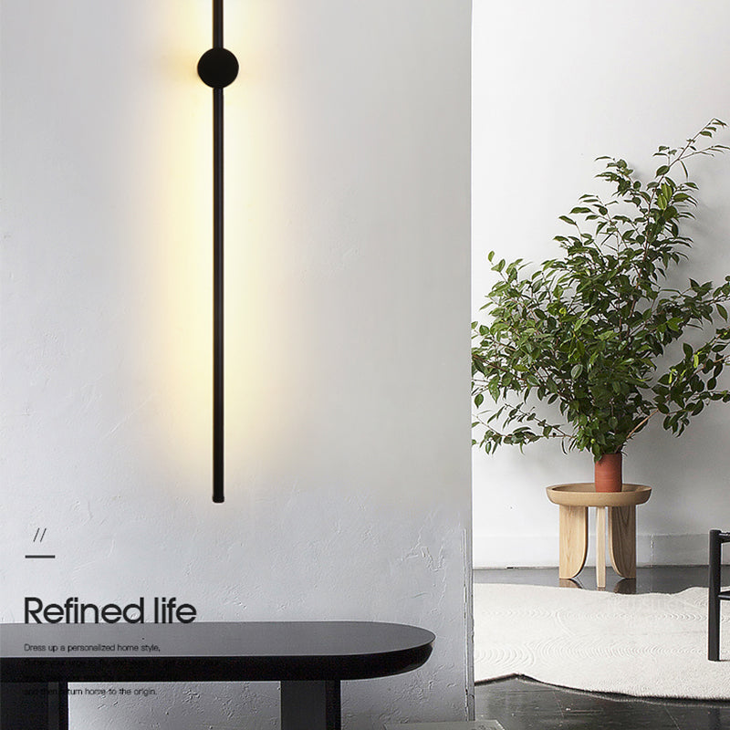 Lineare Form Metall Wandleuchter moderner Stil Einmals Wandmontage Licht in Schwarz