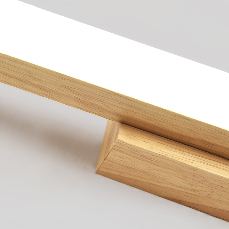 Linear Shape Wood Wall Sconce Modern Style 1 Light Mirror Wall Mounted Light in Brown
