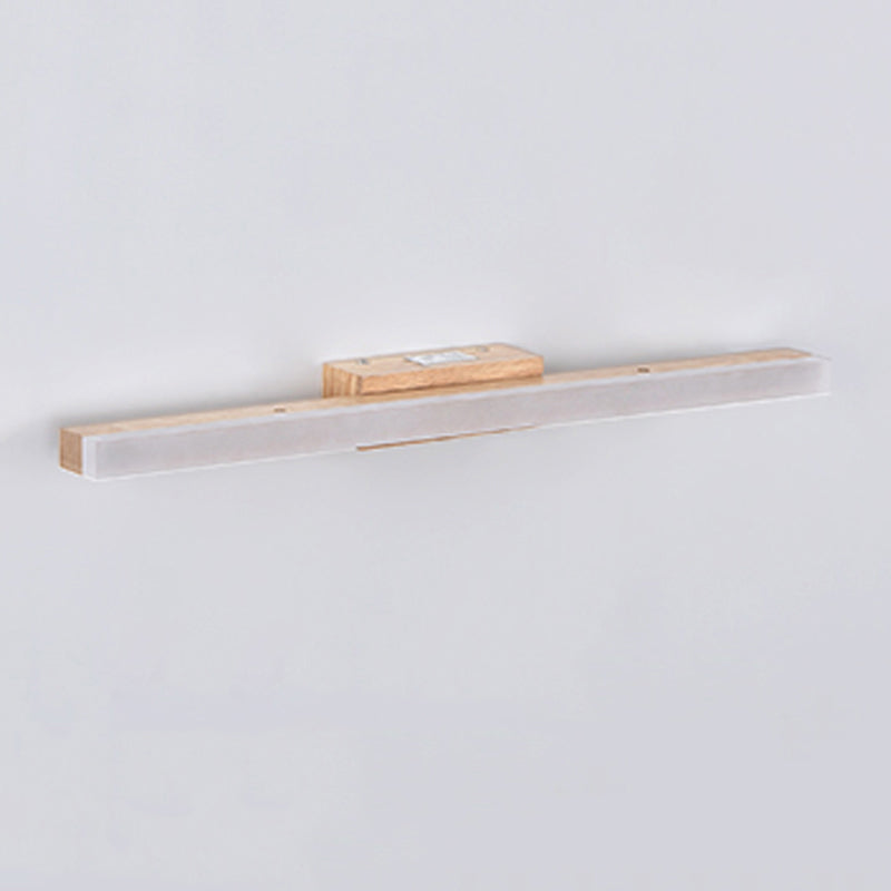 Linear Shape Wood Wall Sconce Modern Style 1 Light Mirror Wall Mounted Light in Brown