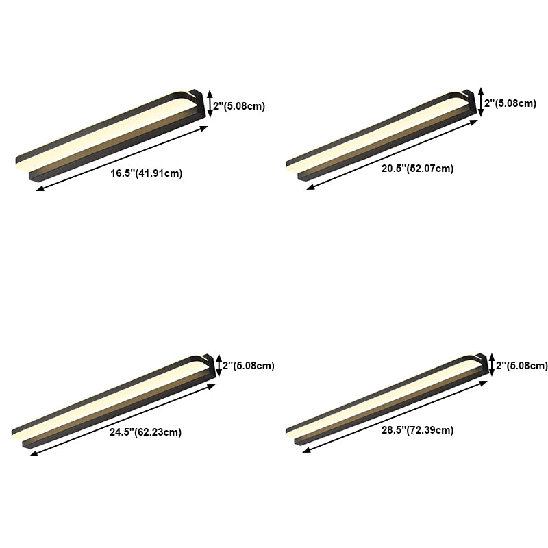 Linear Shape Metal Wall Sconce Modern Style 1 Light Mirror Wall Mounted Light