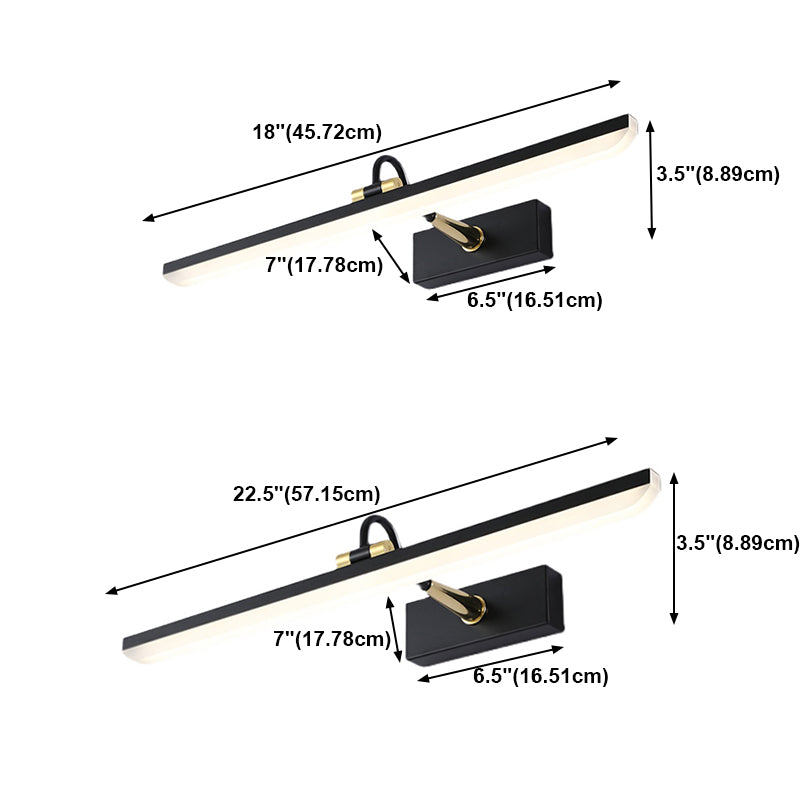 Linear Shape Metal Wall Sconce Modern Style 1 Light Mirror Wall Mounted Light