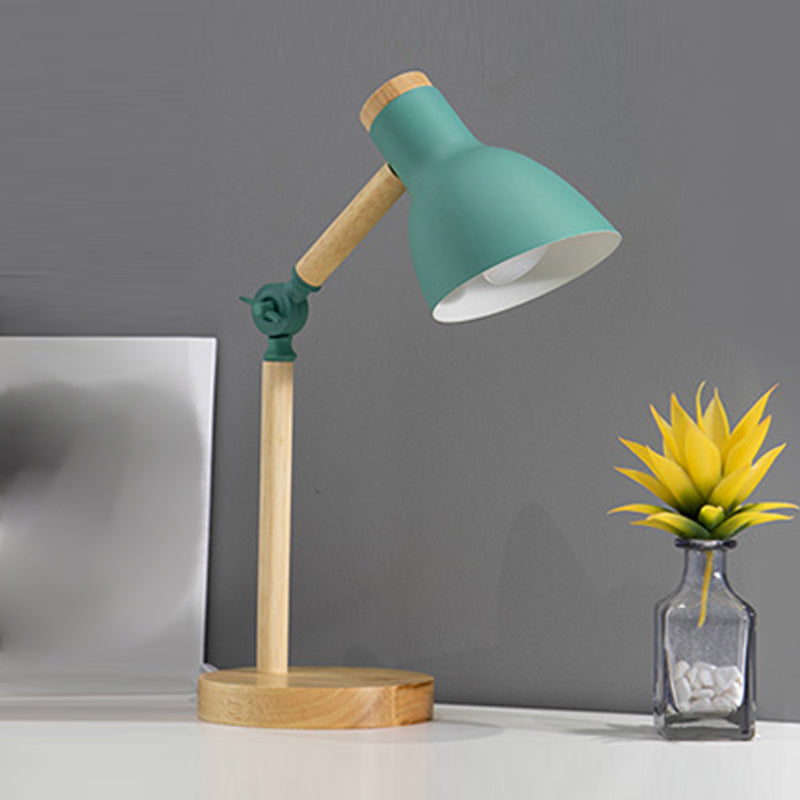 Lampada da tavolo notturna conica moderna in stile metallo a 1 luce