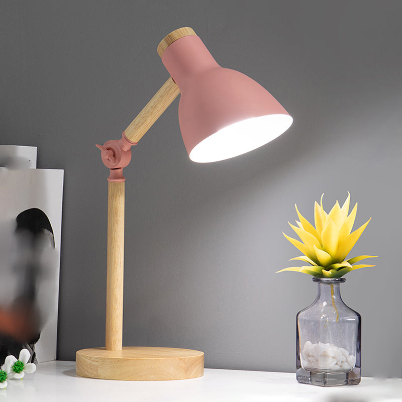 Lampada da tavolo notturna conica moderna in stile metallo a 1 luce