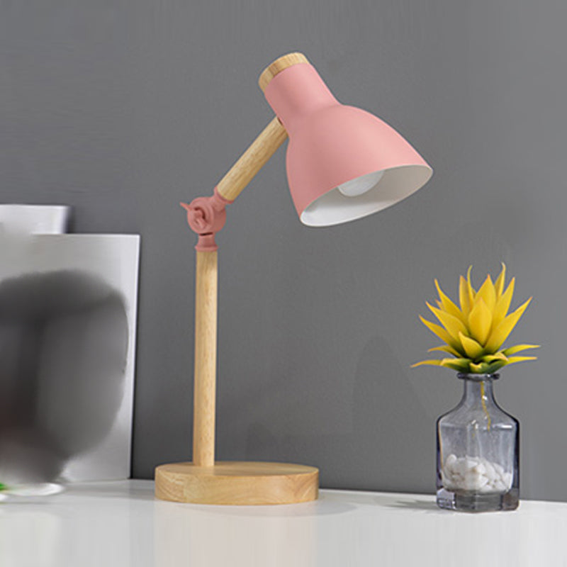 Lampada da tavolo notturna conica moderna in stile metallo a 1 luce