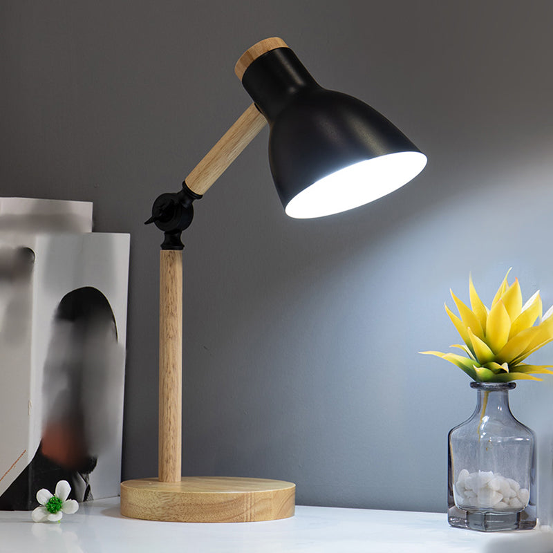 Lampada da tavolo notturna conica moderna in stile metallo a 1 luce