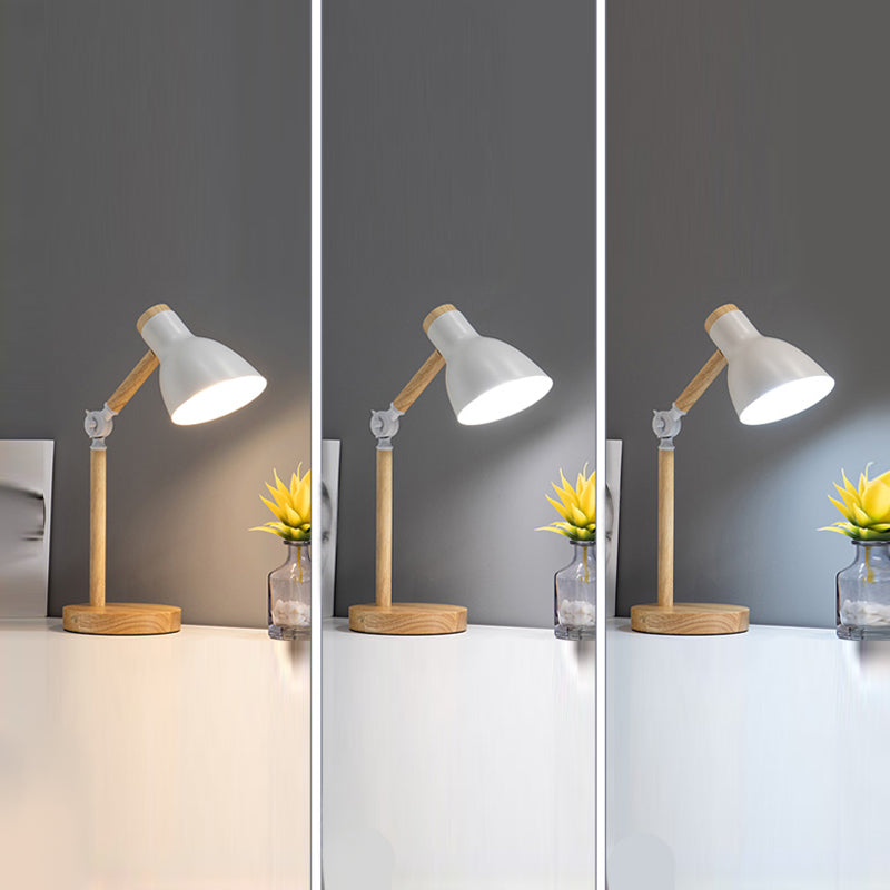 Lampada da tavolo notturna conica moderna in stile metallo a 1 luce