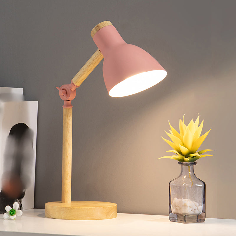 Lampada da tavolo notturna conica moderna in stile metallo a 1 luce