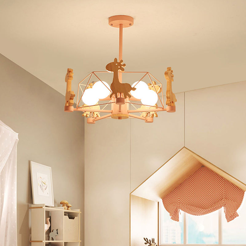 5-Light Spherical Branch Hanging Pendant Modern Macaron Style Metal Hanging Lighting