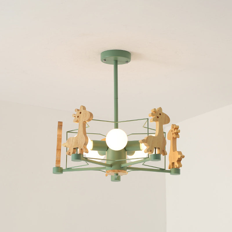 5-Light Spherical Branch Hanging Pendant Modern Macaron Style Metal Hanging Lighting