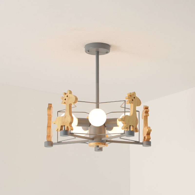 5-Light Spherical Branch Hanging Pendant Modern Macaron Style Metal Hanging Lighting