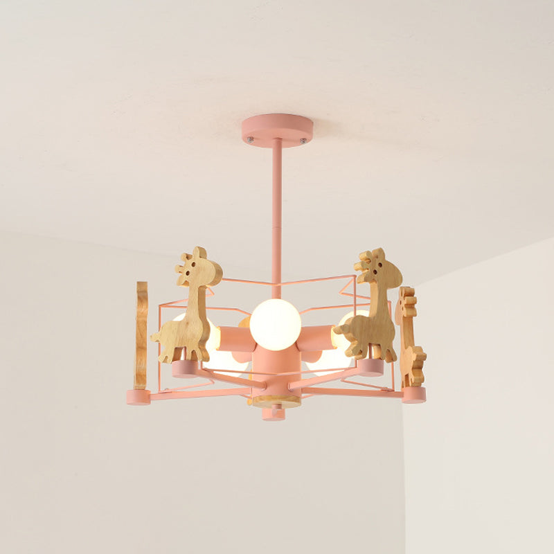 5-Light Spherical Branch Hanging Pendant Modern Macaron Style Metal Hanging Lighting