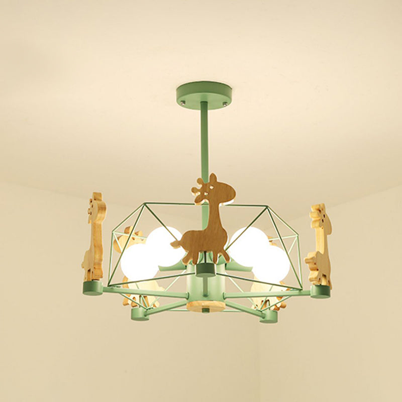 5-Light Spherical Branch Hanging Pendant Modern Macaron Style Metal Hanging Lighting