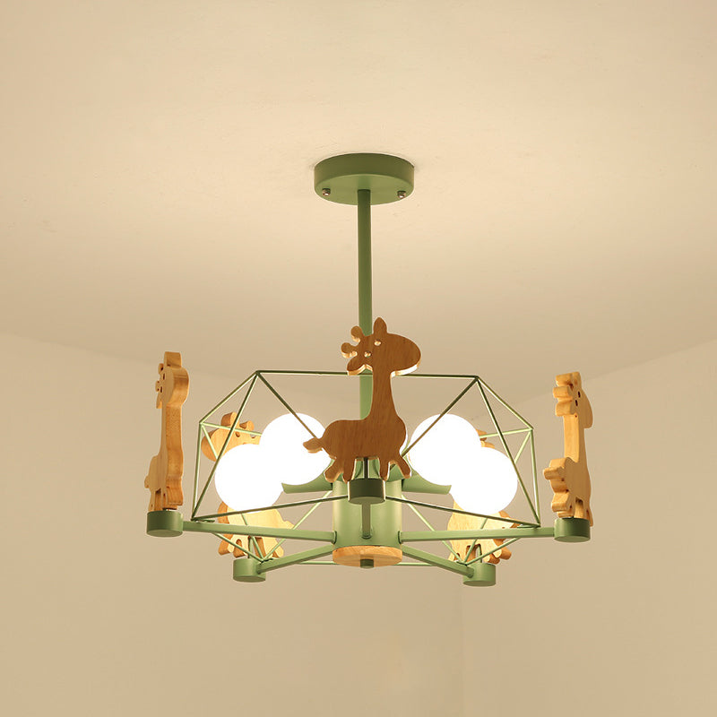 5-Light Spherical Branch Hanging Pendant Modern Macaron Style Metal Hanging Lighting