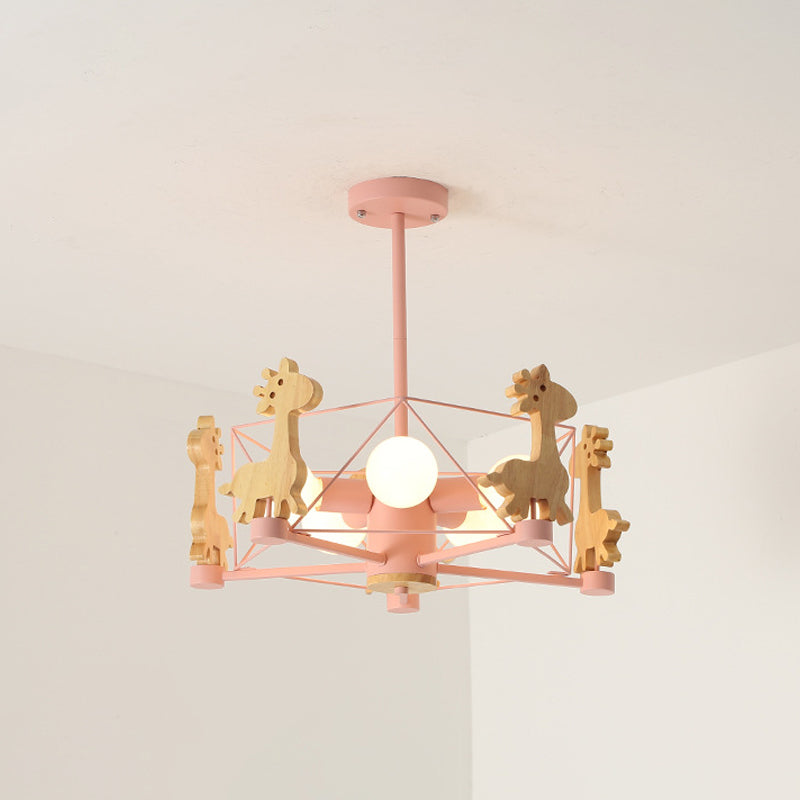 5-Light Spherical Branch Hanging Pendant Modern Macaron Style Metal Hanging Lighting