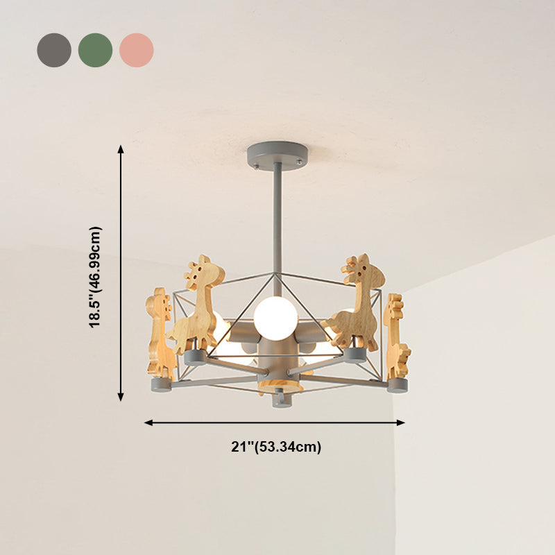 5-Light Spherical Branch Hanging Pendant Modern Macaron Style Metal Hanging Lighting