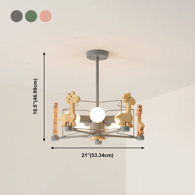 5-Light Spherical Branch Hanging Pendant Modern Macaron Style Metal Hanging Lighting