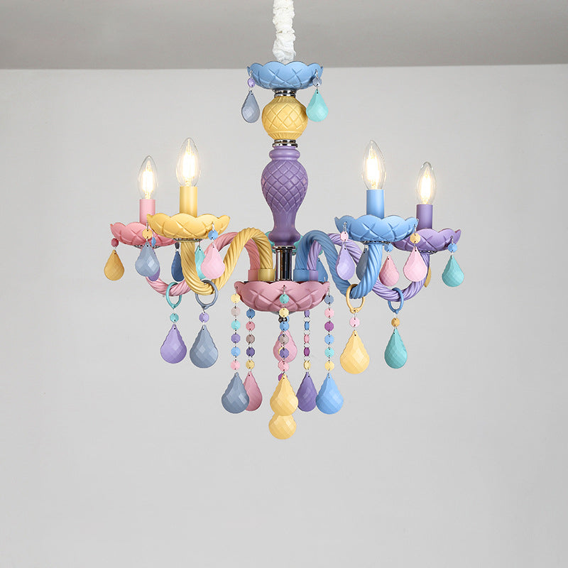 Multi Light Candle Branch Hanging Pendant Modern Style Crystal Hanging Lighting