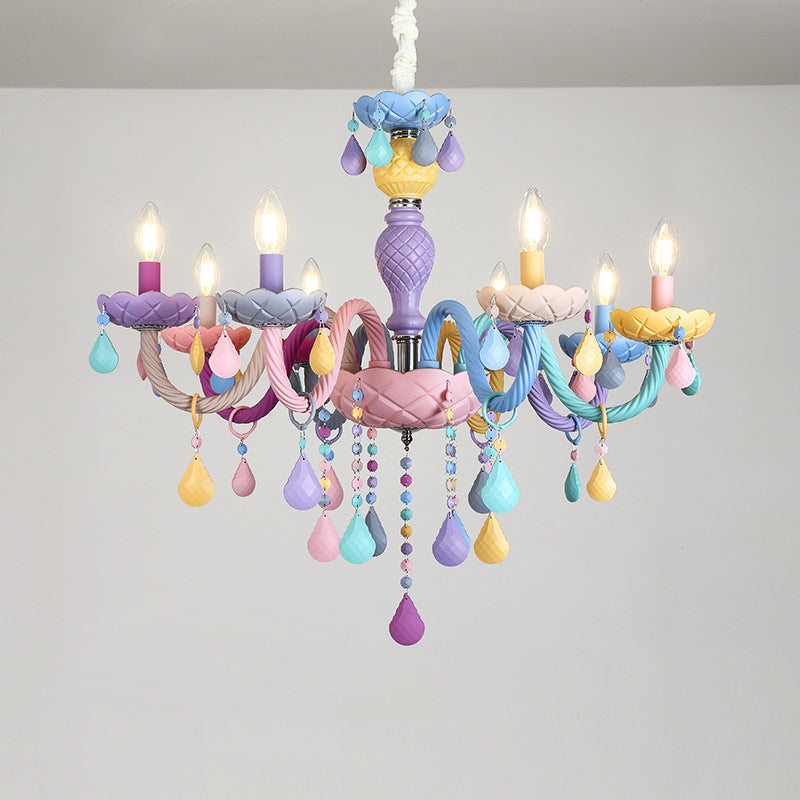 Multi Light Candle Branch Hanging Pendant Modern Style Crystal Hanging Lighting