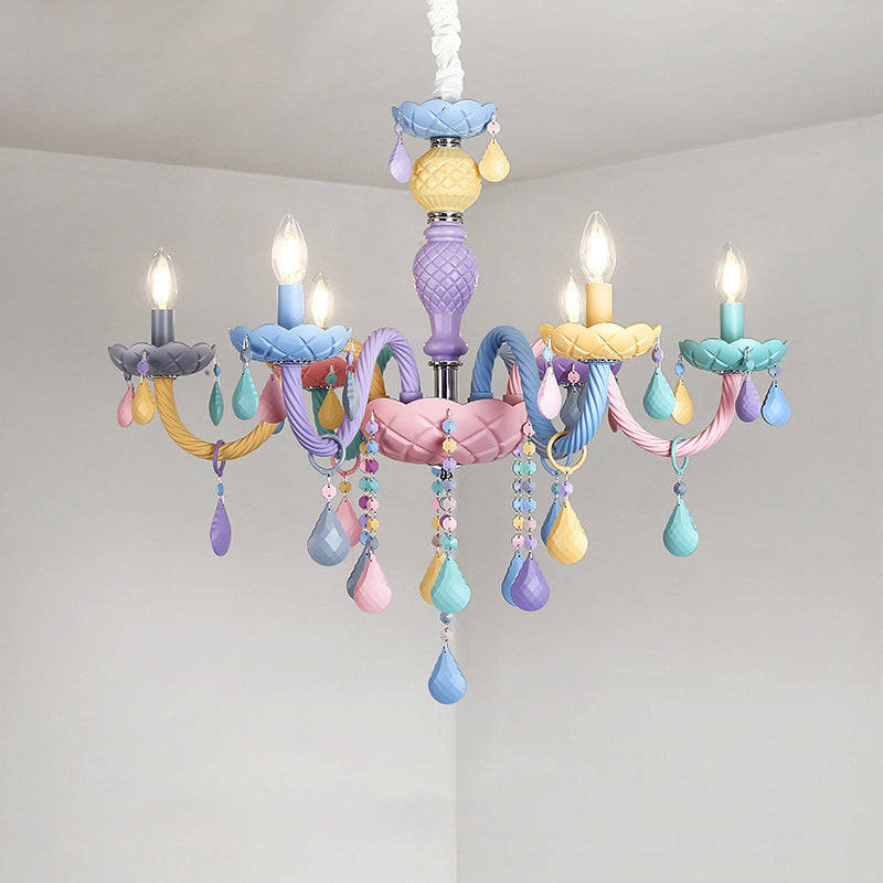 Multi Light Candle Branch Hanging Pendant Modern Style Crystal Hanging Lighting