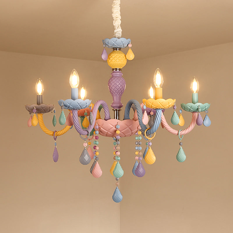 Multi Light Candle Branch Hanging Pendant Modern Style Crystal Hanging Lighting