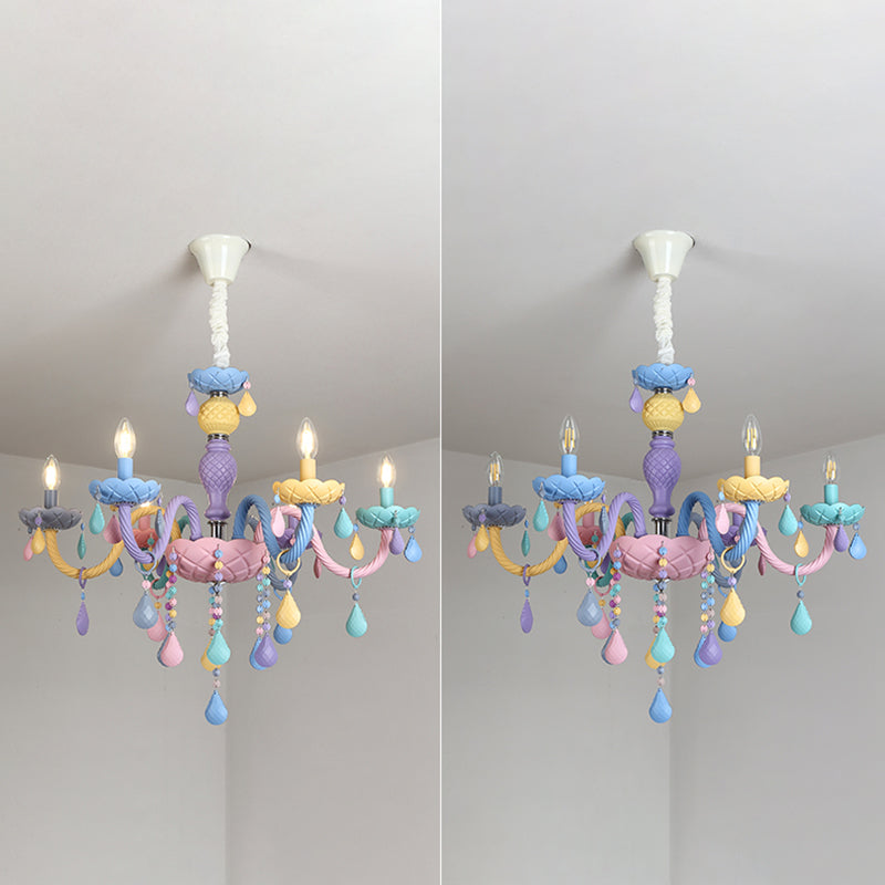 Multi Light Candle Branch Hanging Pendant Modern Style Crystal Hanging Lighting