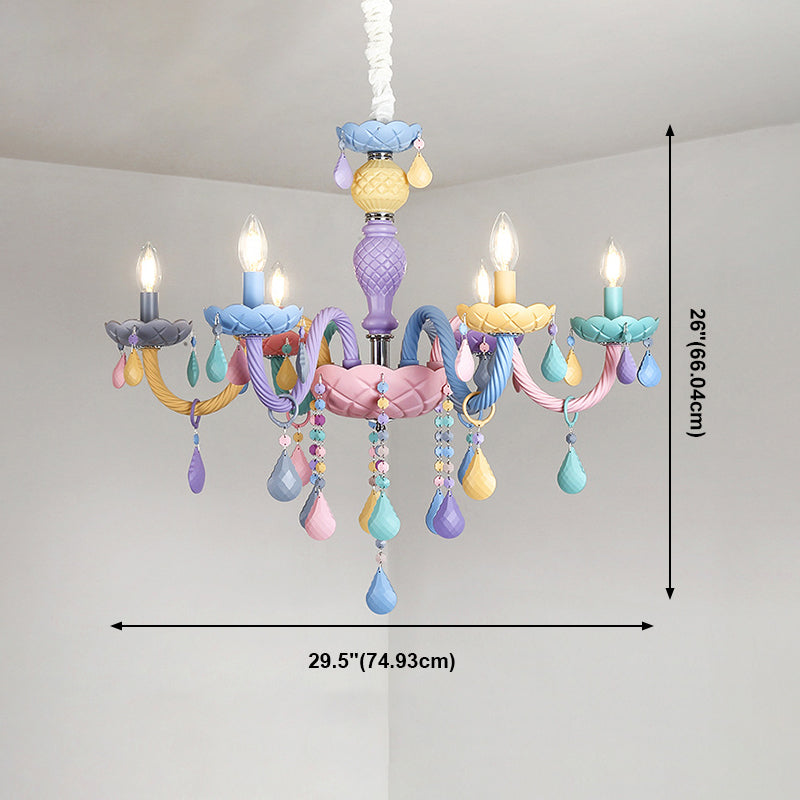 Multi Light Candle Branch Hanging Pendant Modern Style Crystal Hanging Lighting