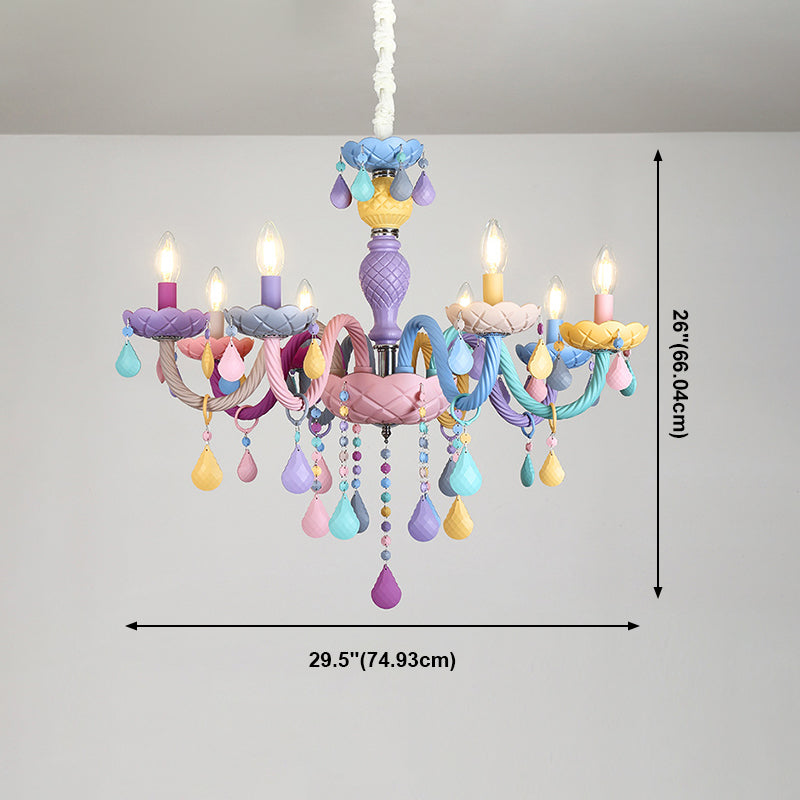 Multi Light Candle Branch Hanging Pendant Modern Style Crystal Hanging Lighting