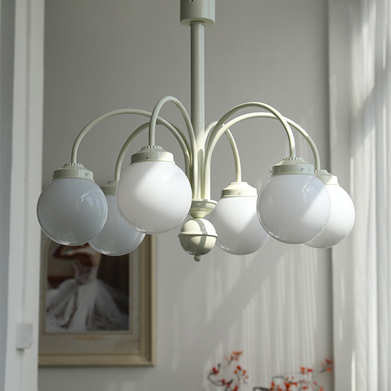 Nordic Cream Hanging Ceiling Lights Global Glass Pendant Chandelier for Living Room