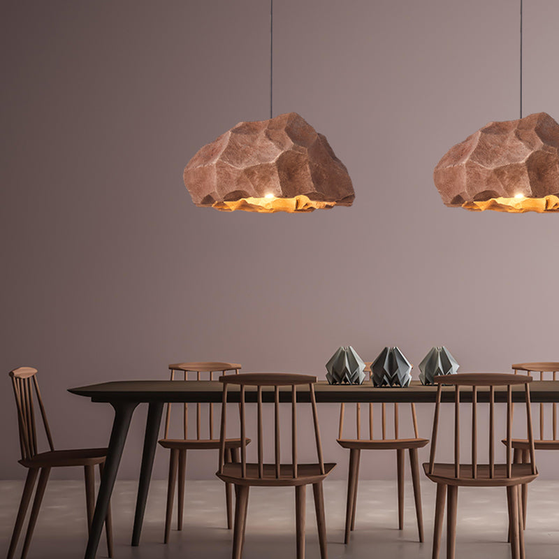 1-Light Rock Suspended Lighting Fixture Modern Pendant Light Kit for Dining Room