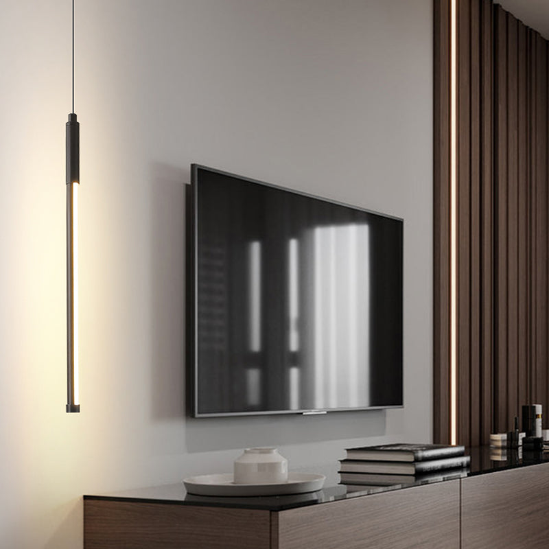 Pendre de style moderne linéaire en métal à 1 lumière pour le restaurant