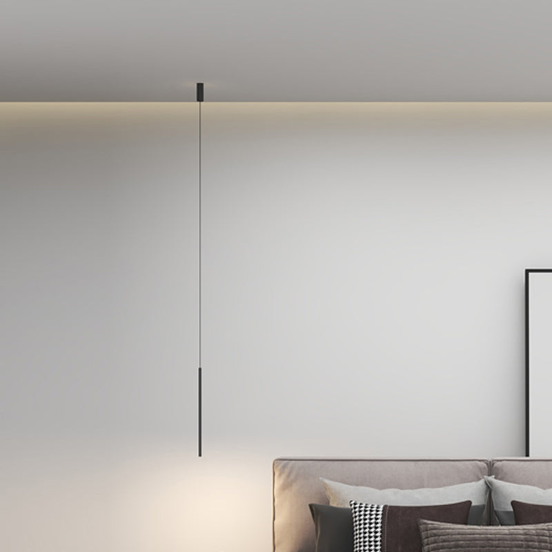 Style moderne linéaire pendant en métal à 1 lumière pour chambre à coucher