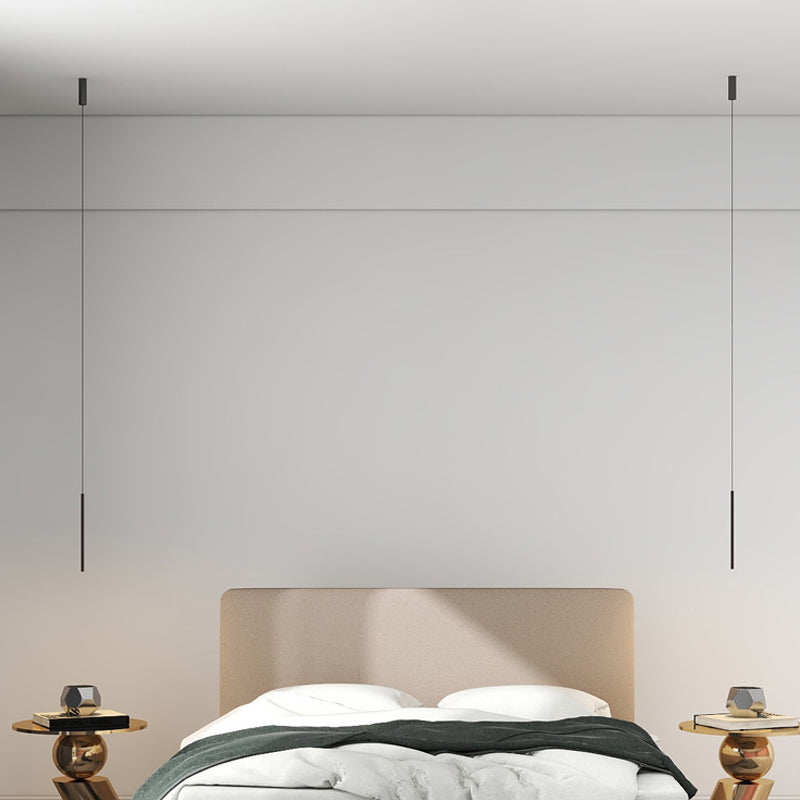 Style moderne linéaire pendant en métal à 1 lumière pour chambre à coucher