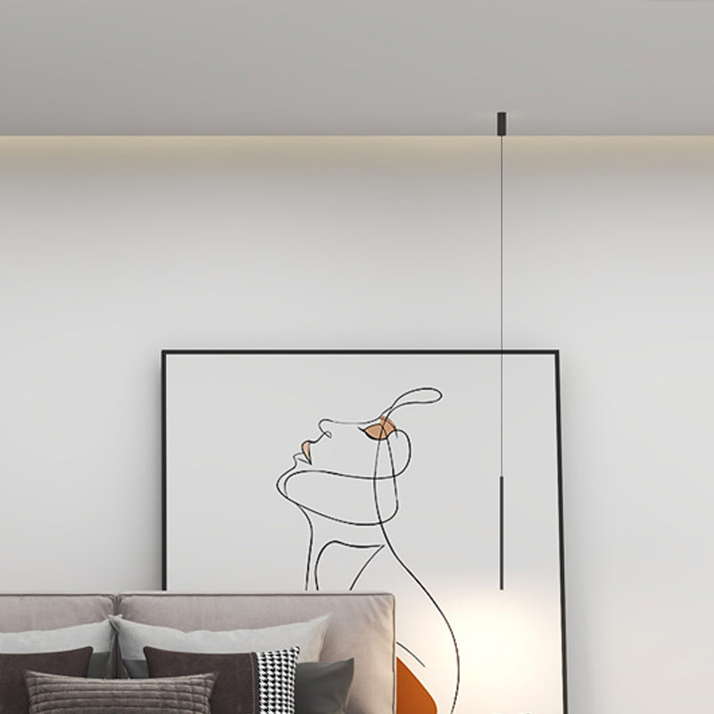 Style moderne linéaire pendant en métal à 1 lumière pour chambre à coucher
