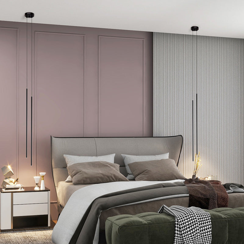 Style moderne linéaire pendant en métal à 1 lumière pour chambre à coucher