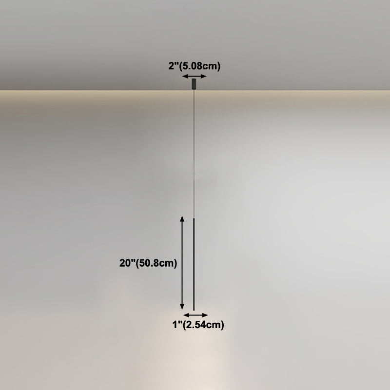 Style moderne linéaire pendant en métal à 1 lumière pour chambre à coucher