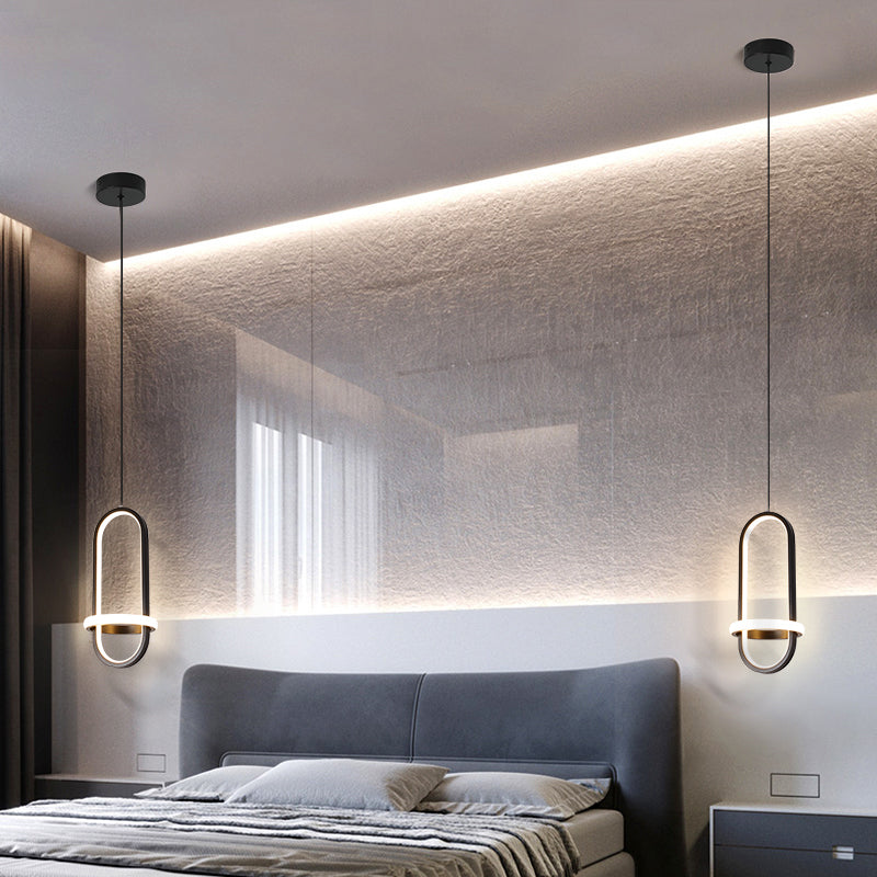 Chambre à coucher lampe suspendue moderne kit d'éclairage pendentif en aluminium linéaire avec 2 lumières