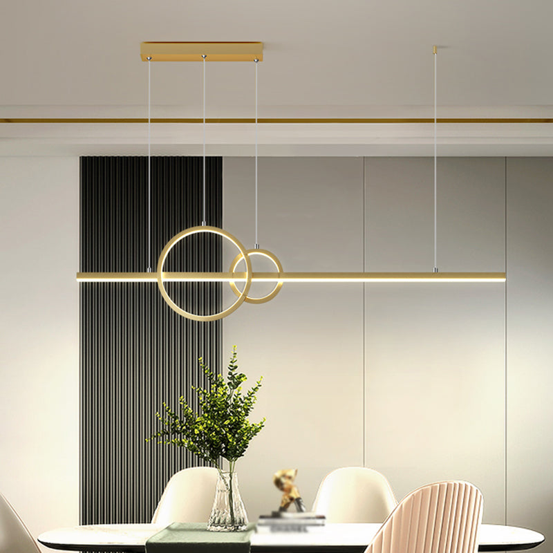 Modern Metal Island Light Fixture Geometry 3-Light LED Hanging Lamp with Acrylic Shade