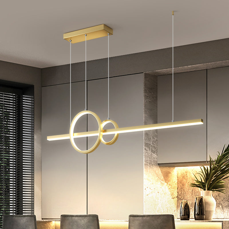 Modern Metal Island Light Fixture Geometry 3-Light LED Hanging Lamp with Acrylic Shade
