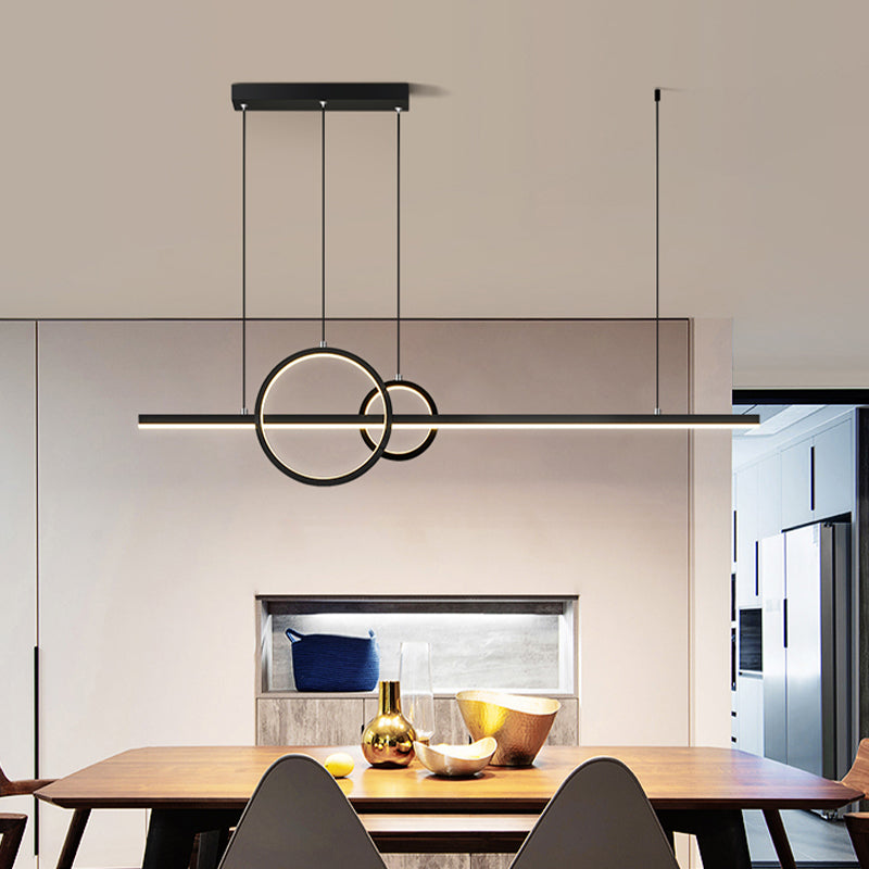 Modern Metal Island Light Fixture Geometry 3-Light LED Hanging Lamp with Acrylic Shade