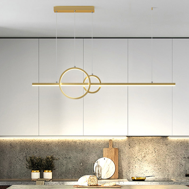 Modern Metal Island Light Fixture Geometry 3-Light LED Hanging Lamp with Acrylic Shade